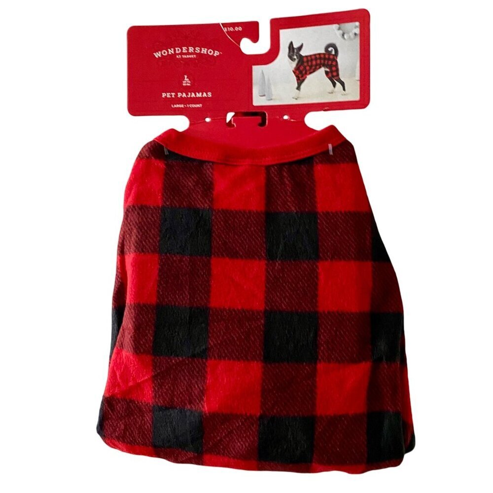 Wondershop Pet Pajamas Buffalo Check Black Red Dog Large NEW NWT